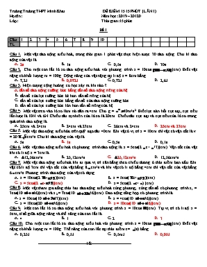 2 Đề kiểm tra 15 phút lần 1 môn Vật lý Lớp 12 - Năm học 2019-2020 - Trường THPT Minh Khai (Có đáp án)